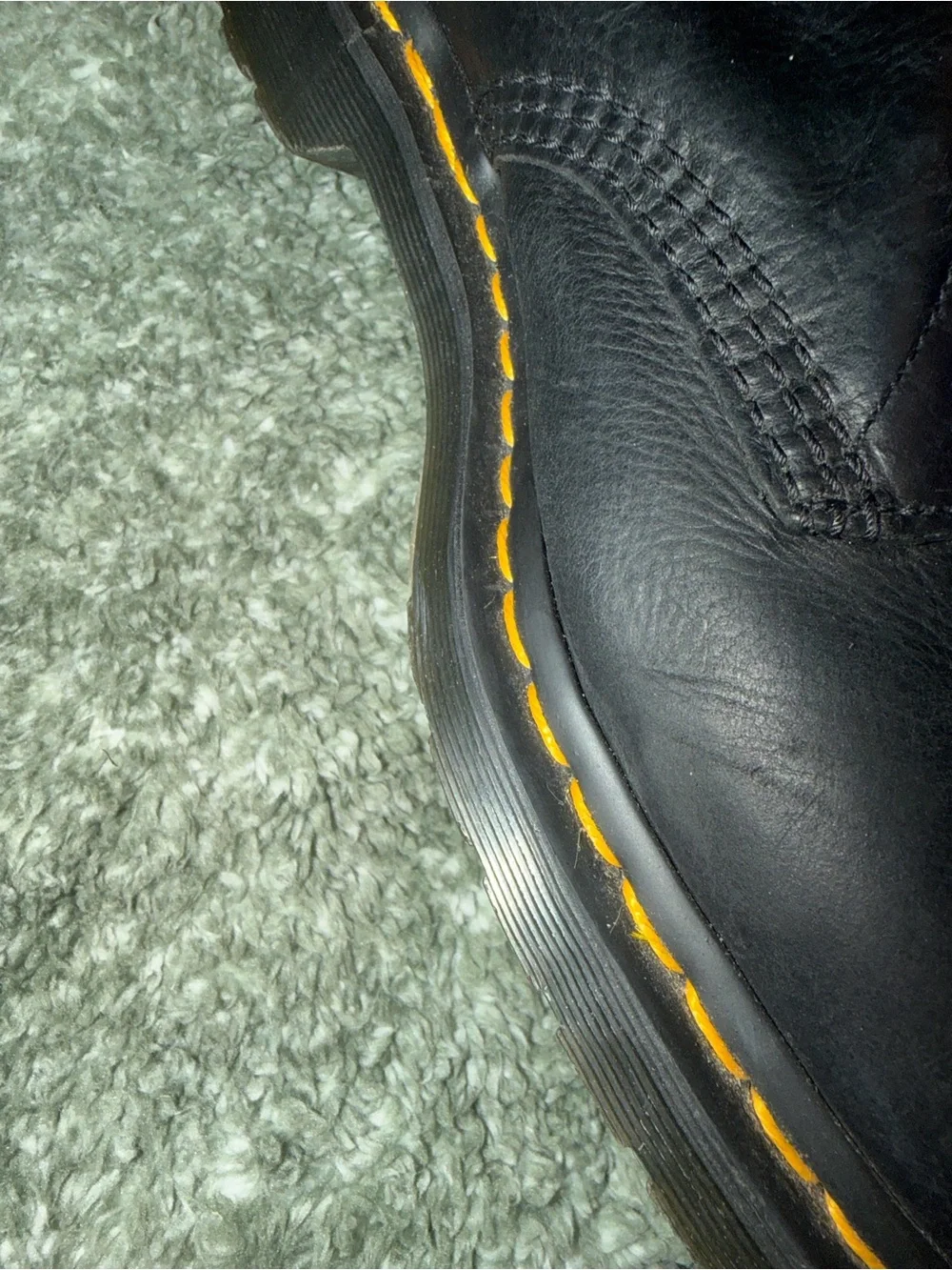 Dr. Martens Men’s Size 9 Leather AIR WARE Bouncing Soles Boots Yellow Stitching